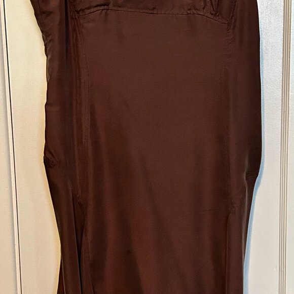 Ana Nonza Chocolate Brown Silk Slip Dress L - Picture 7 of 12